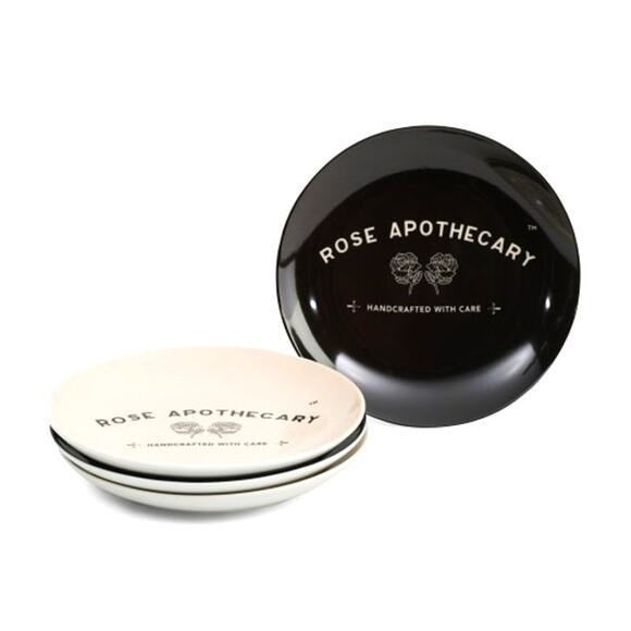 4pc Schitts Creek Halloween Rose Apothecary Appetizer Plates 6in Black Ivory NEW - Picture 1 of 9